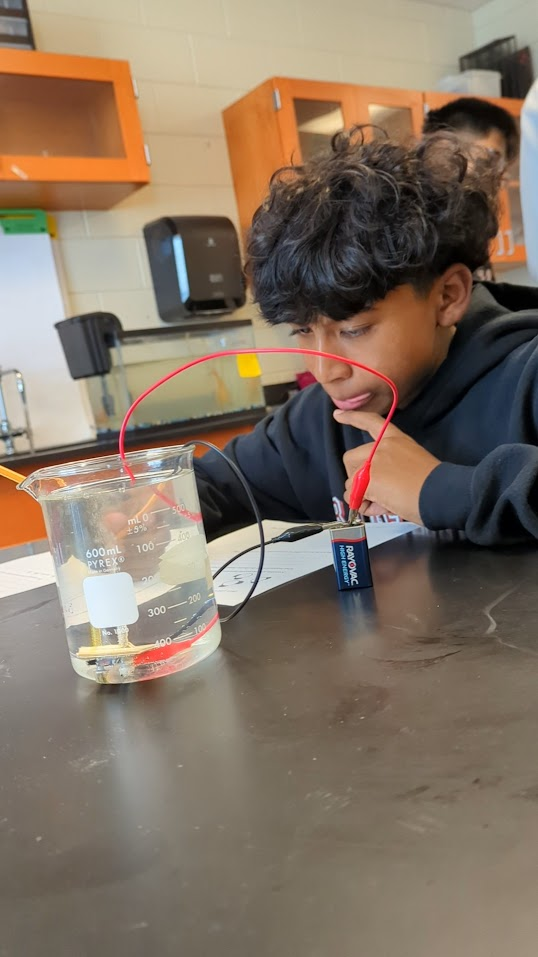 Student testing a circuit